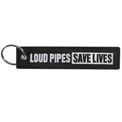 Loud Pipes Save Lives Black&White Keytag