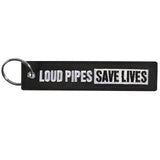 Loud Pipes Save Lives Black&White Keytag