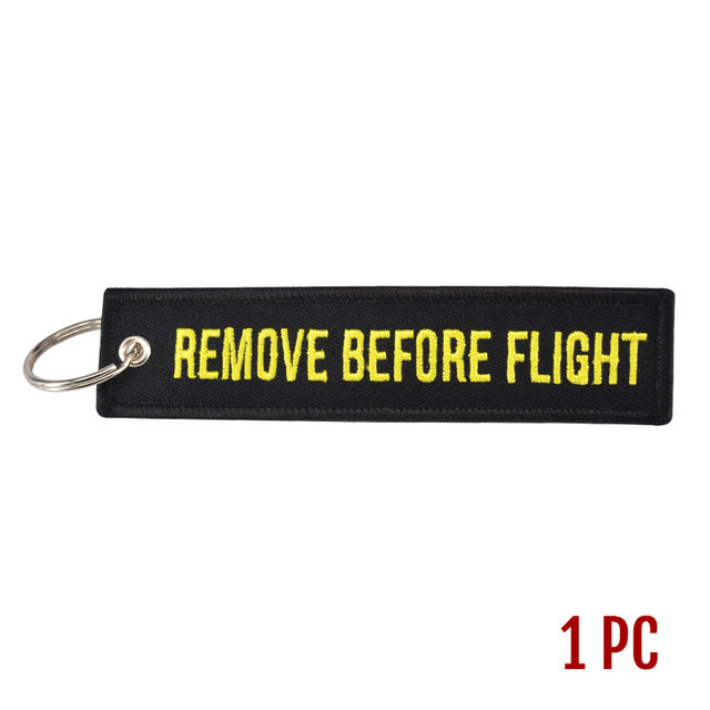 Remove Before Flight Black&Yellow Keytag