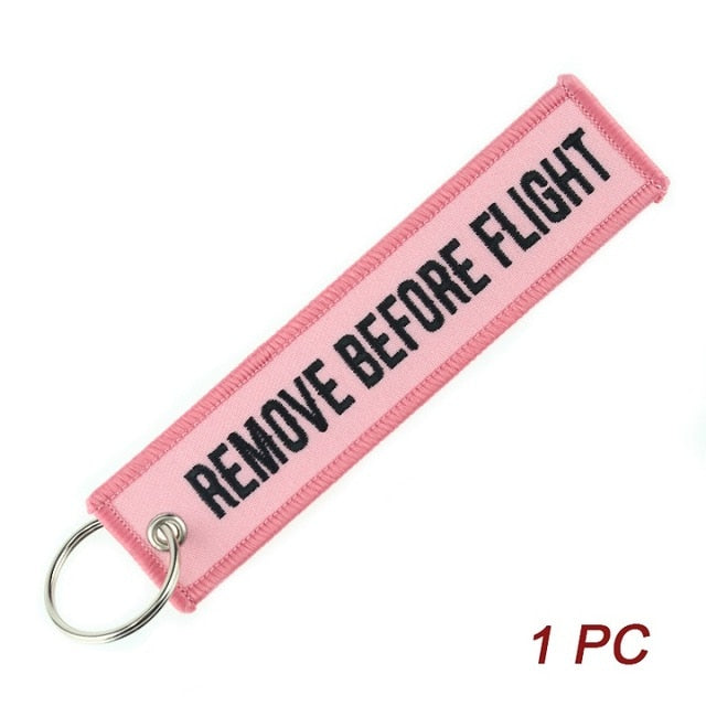 Remove Before Flight Pink Keytag