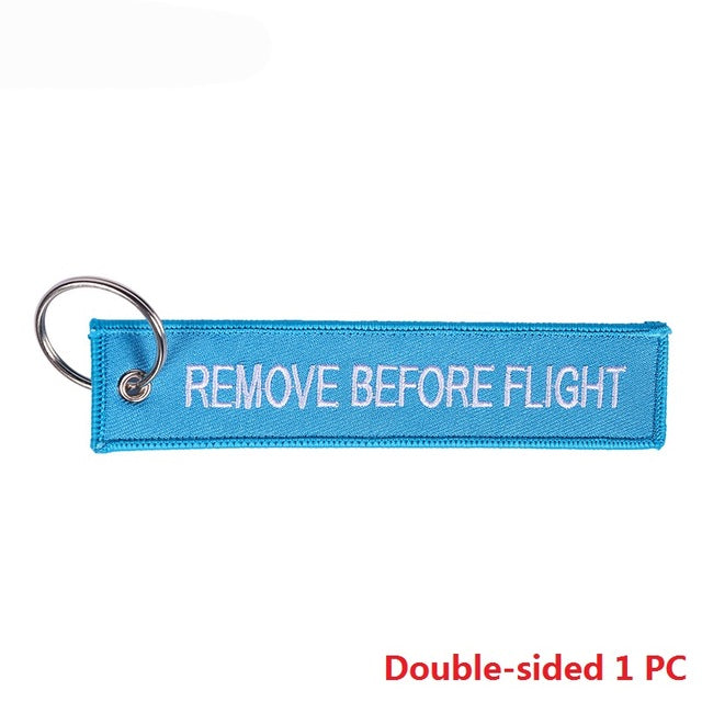 Remove Before Flight Lightblue Keytag