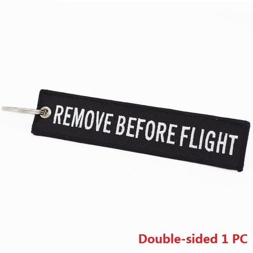 Remove Before Flight Black Keytag